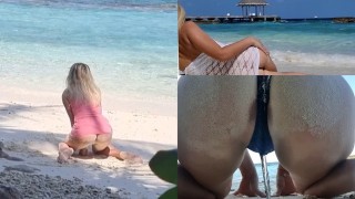 Moments plage publique 2023 Masturbation Éjacule Orgasme