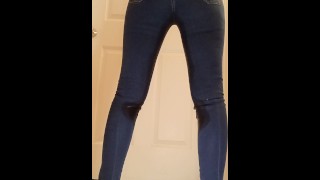 POV Regarder Blonde Mouiller Son Levi Blue Jeans