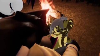 Slutty Furry suce un homme pent up par un feu de camp (contenu complet)