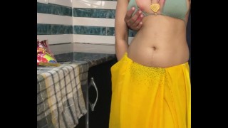 Desi Aunty fucked in the kitchen on Holi Festival real Hindi Audio