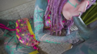 Foda anal hardcore e gozada na cara em lingerie sexy com garota tatuada gostosa - Facial - POV