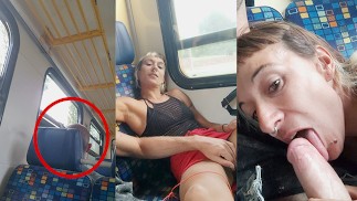 Mon ami me masturbe et je suce sa bite en voyageant dans un train avec des gens