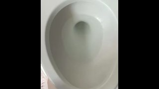 Pee after masturbating in the public bathroom