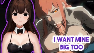 Makima mit großen Titten ist so heiß. Ich denke, Denji ist endlich für sich selbst da | HENTAI Vtuber!
