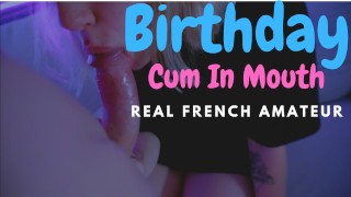 il m'offre un chapeau pour mon anniversaire. Je le suce avec😏 cum in mouth