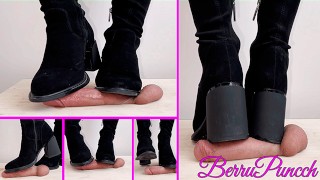 Shoejob - Piétinement de bite en bottes sales