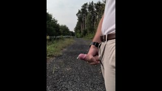 Masturbation et éjaculation à côté de la route principale