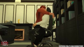 Ginger stagiaire séduit le PDG pour une baise au bureau : Sims 4