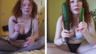 Ginger jeune femme de 18 ans se fait remplir les trous !!