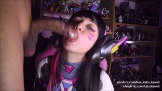 D.Va Streamer spiele das Spiel mit dem Abonnenten des Monats! (Blowjob und Gesichtsbehandlung)