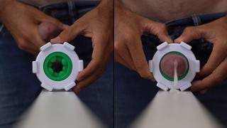 Bosse à l’intérieur d’une Fleshlight verte serrée avec une éjaculation gémissant forte et intense - Sexe masculin Toy