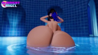 🍑 Cul massif faisant des vagues à la piscine 😍🌊💦💦💦