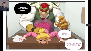 Peach wants to fuck her boss Bowser's gigantic cock with her little pussy