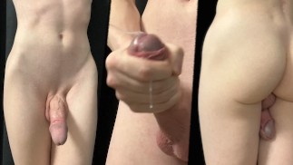 Naked twink 抽搐和射精很多
