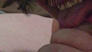 cock licking with cumshot in mouth from close