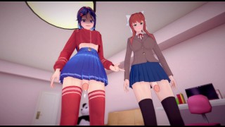 Futa Mita and Futa Monika male taker pov