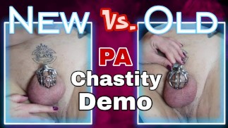 Treinamento Zero Femdom Chastity Cage Demo New vs Old Pierced Prince Albert Aço Permanente Rígido