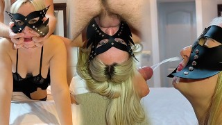 Blonde milf partage le lit et baise. Fellation de Cheating femme avec un gros cul, éjaculation sur le visage