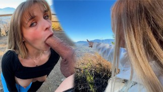 Modèle OnlyFans Giving une pipe dans la nature canadienne - Éjaculation faciale - AlexAndAva - 4K