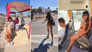 Naked Public Bus Ride and Walk Embarrassed ENF