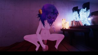 VRChat - Chica complacendo este consolador como si fuera la polla de papá