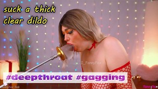 Thick прозрачный фаллоимитатор, небрежная глубокая глотка | ASMR чавканье