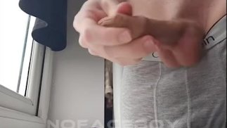 Jerking my Big White Cock Hope my Neighbours didnt see