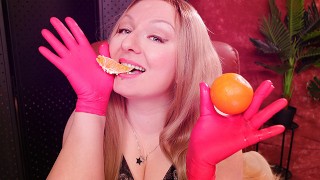 ASMR: nurse gloves and eating oranges! Arya Grander