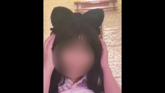 Housewife in maid costume give blow the cock and real cum