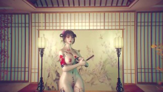 3D grandi tette milf giapponese mostra il suo tatuaggio perfetto