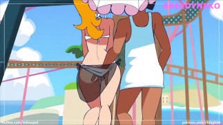 Princess Peach wird von einem großen Schwanz gefickt, der in ihr ejakuliert
