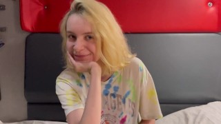 Fucked slutty student teen in the train