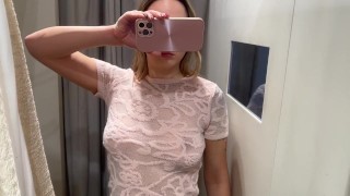 4K ZARA 透明トップ試着