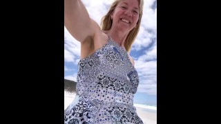 Outdoor beach sun dress MILF tease