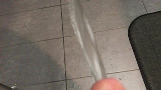 Enorme poder orinar desorden en el piso de mi cocina