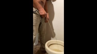 Desperate toilet piss #20 ( very , very close to pissing my jeans) + a nice and big double jean fart