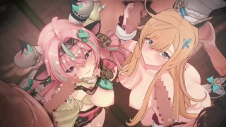 【原神 乱交セックス2】エスコフィエ,ヴァレサが集団エッチする3Dエロアニメ動画(Escoffier,Varesa group orgy sex2.)