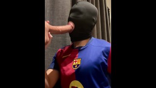 FC Barcelona Fan Sucks Dick (Sissy Blowjob Training Humiliation)