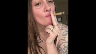 Wearing Pink Lingerie  Smoking a Cigarette & Joint - Full Vids on OF